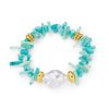 Blue Coral Chip & Pearl Bracelet