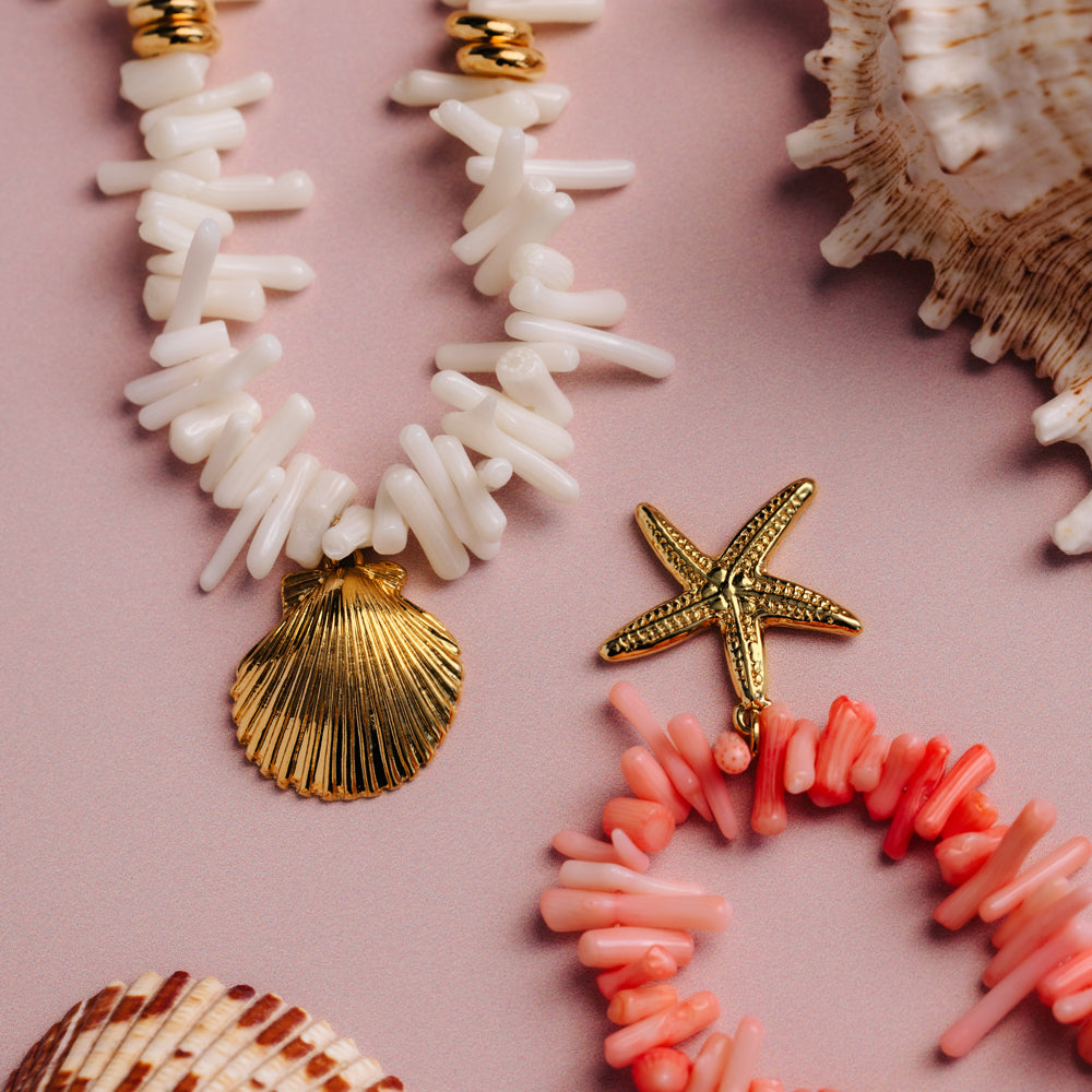 Cream Coral Chip & Shell Necklace - Image 5