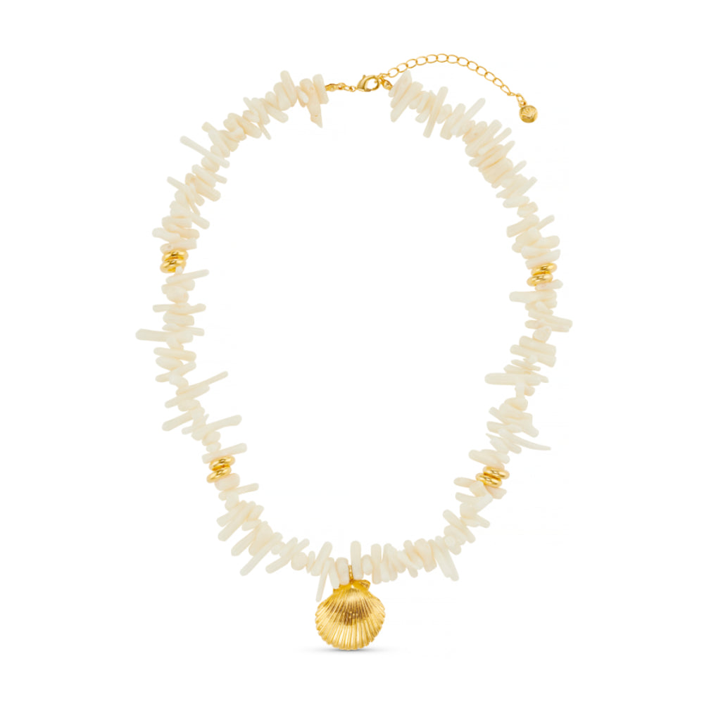 Cream Coral Chip & Shell Necklace - Image 4