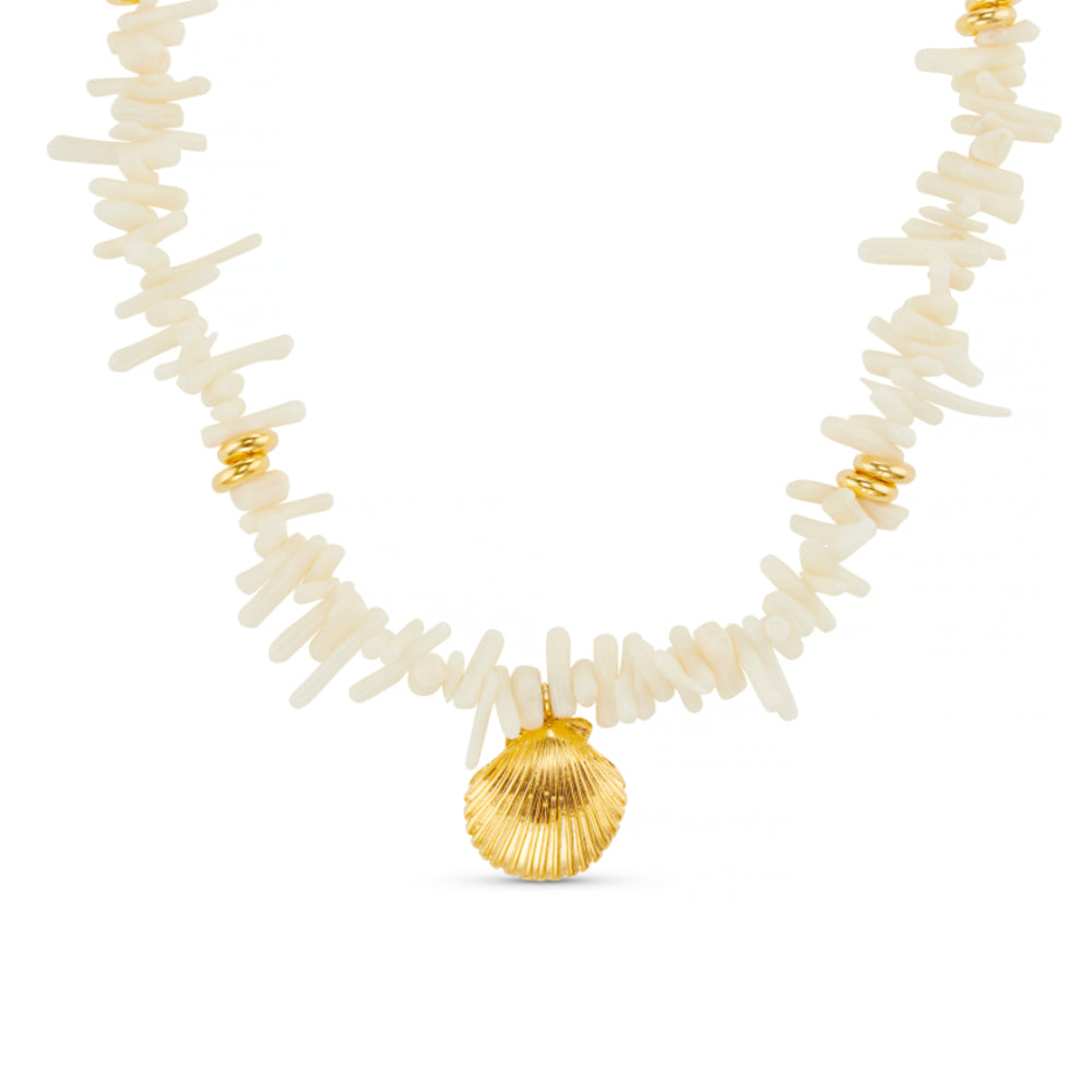 Cream Coral Chip & Shell Necklace